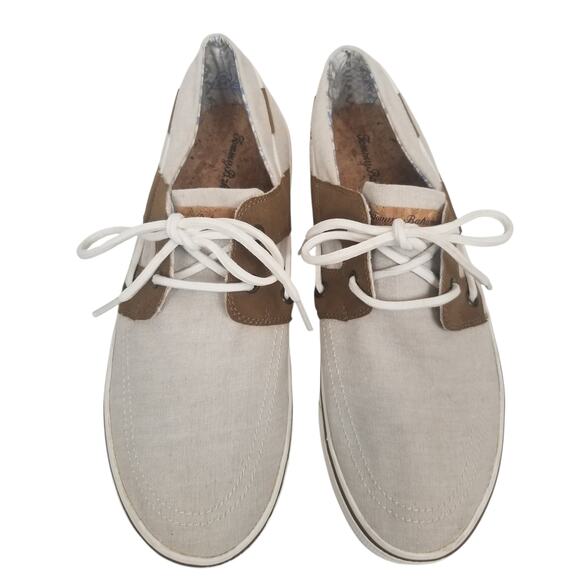 Tommy Bahama Mens Stripes Asunder TB7F10147 Tan Beige Canvas Deck Boat Shoe 10D - Picture 2 of 9